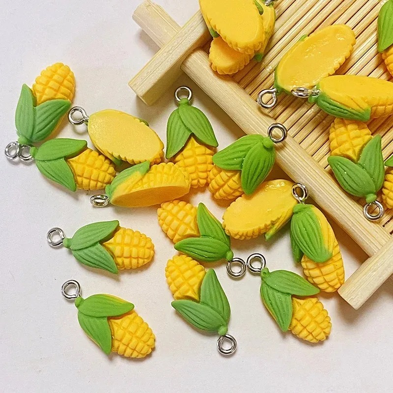 Resin Art Pendant - 20Pcs Funny Mini Corn Vegetable Resin