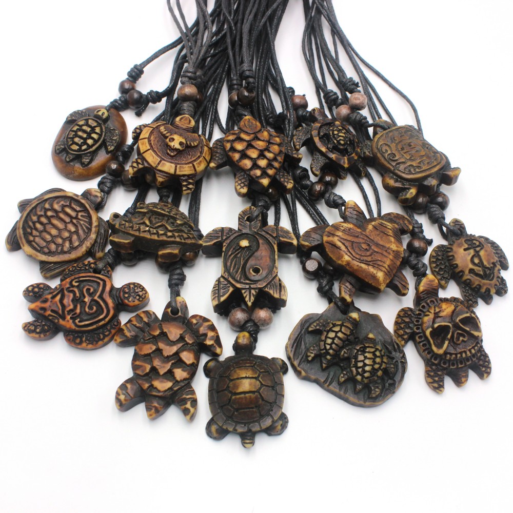 Resin Art Beach - 12pcs/Lot Vintage Sea Turtles Pendant Necklaces
