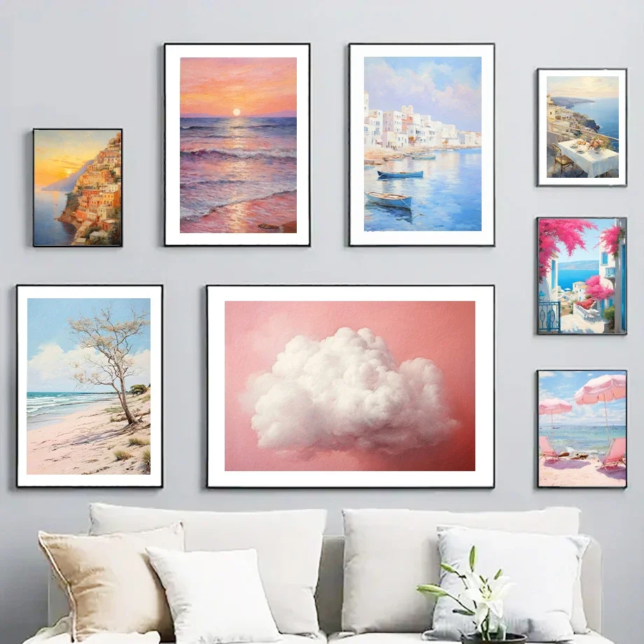 Resin Art Beach - Minimalist Canvas Posters Beach Seaside Sunset