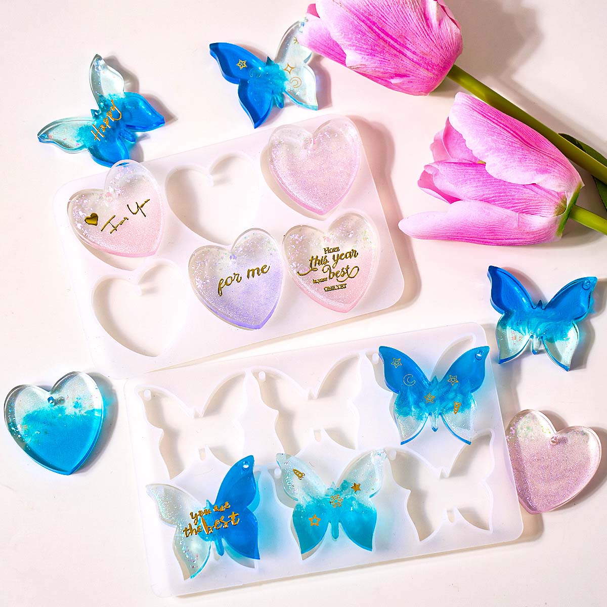 Resin Art Supplies - Six-hole with Holes Earring Silicone Mold