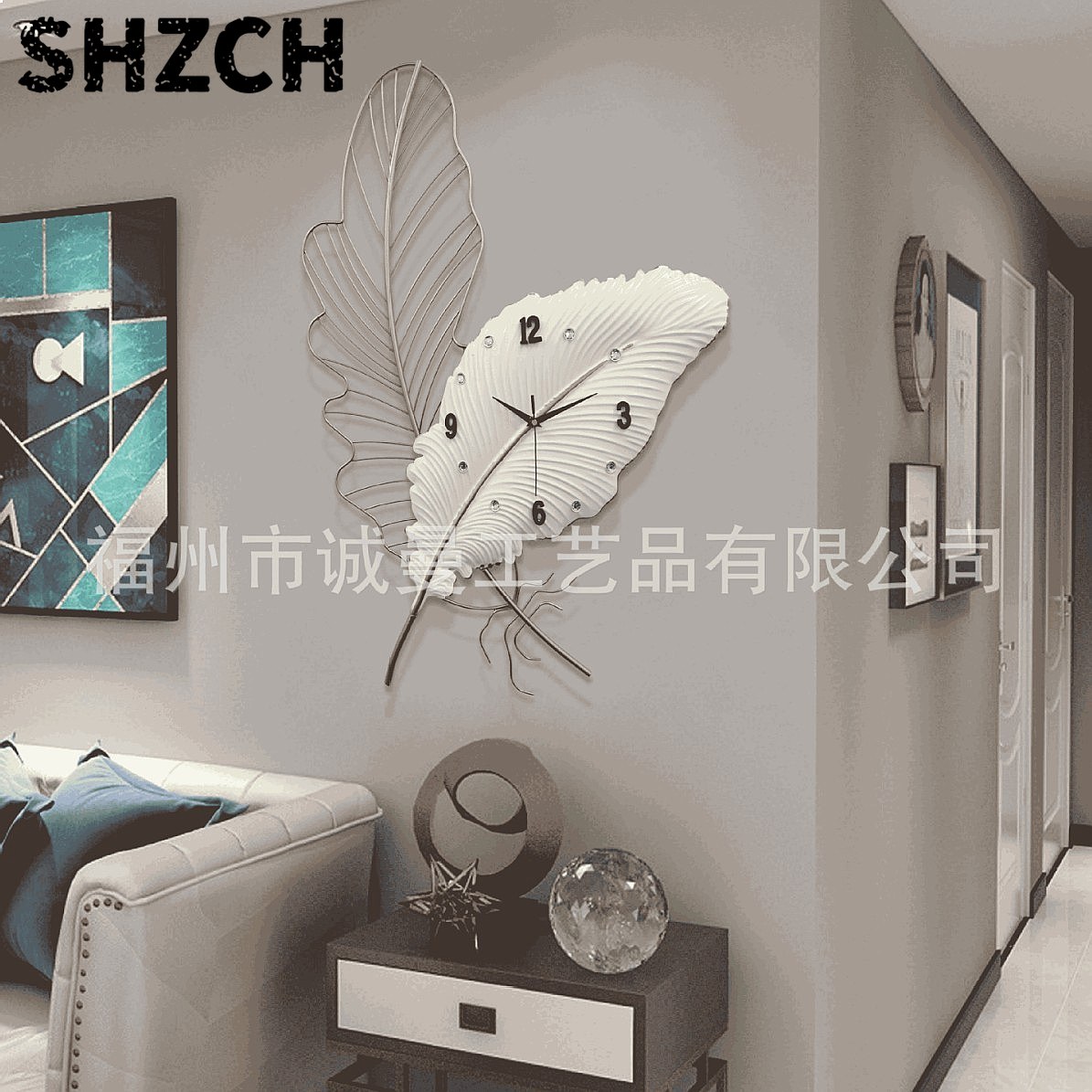 Resin Art Wall Clock - Feather Wall Clock Silent Quartz Movement