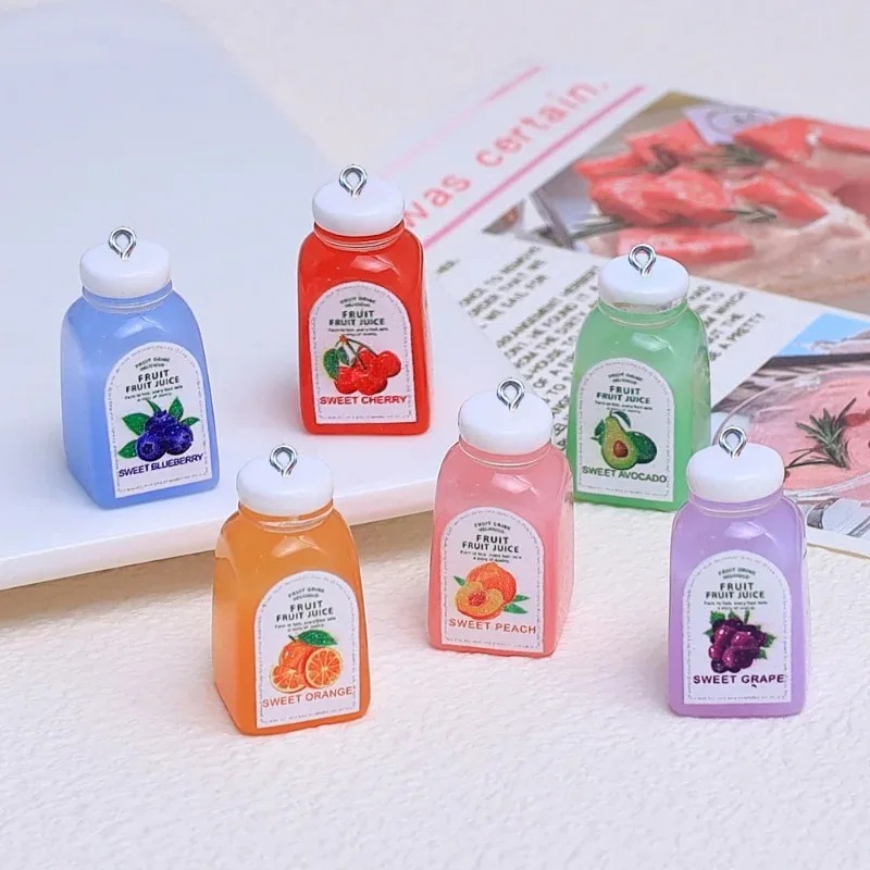 Resin Art Pendant - 10Pcs Kawaii Mini 3D Cherry Orange