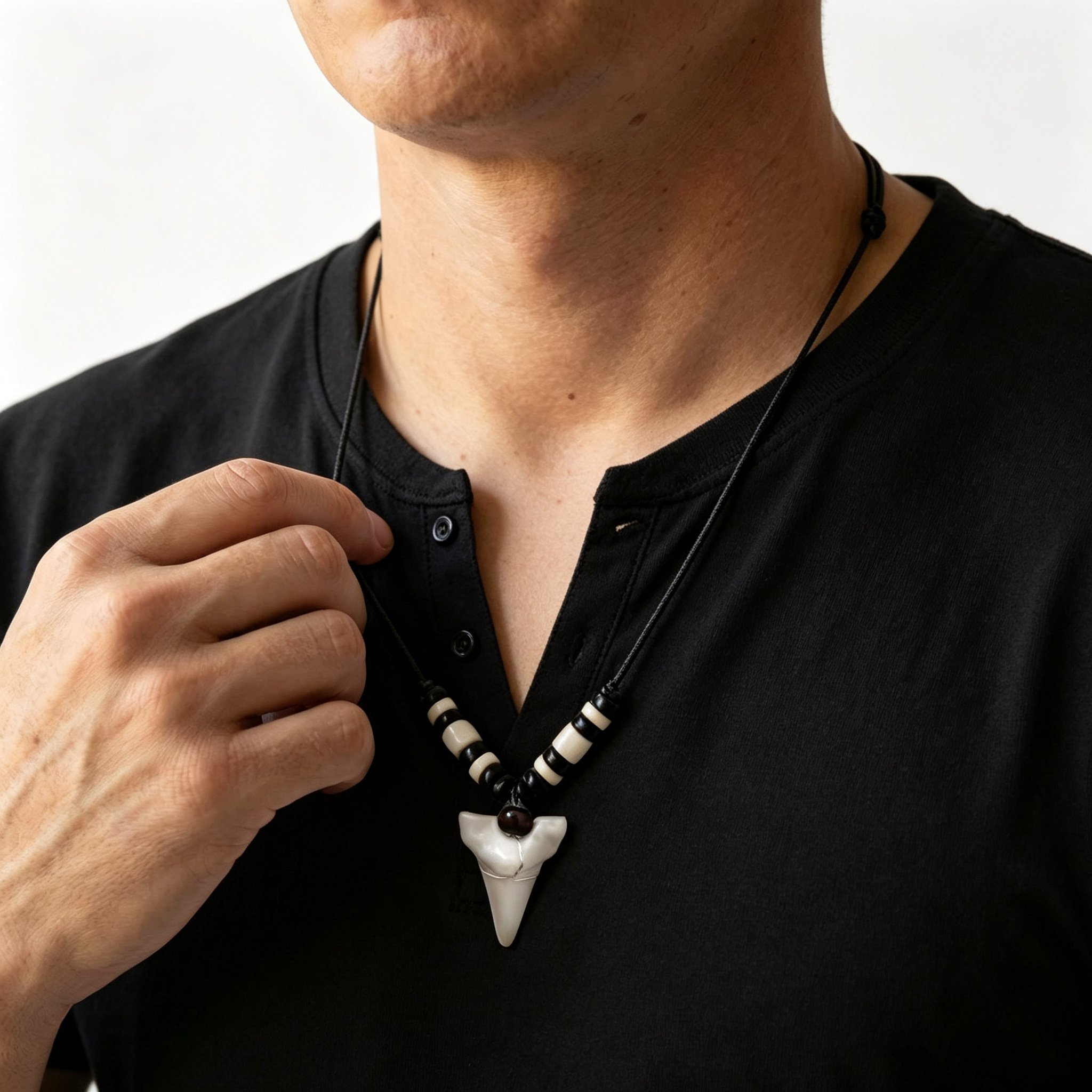 Resin Art Beach - Imitation Shark Teeth Pendant Necklace for