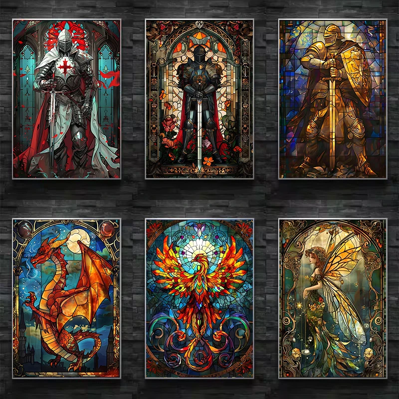 Resin Art Painting - Fantasy Stained Glass Poster Print Golden
