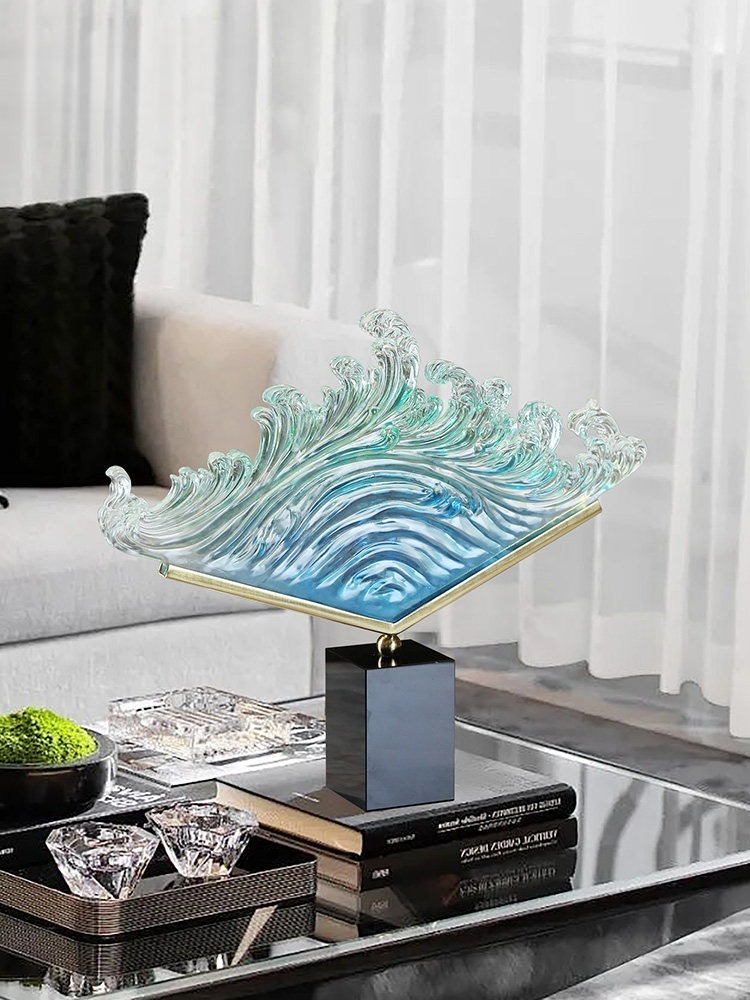 Resin Art Ocean - Transparent Gradient Ocean Wave Resin Sculpture