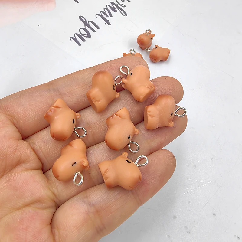 Resin Art Pendant - 10pcs Cute Small Capybara Charms for