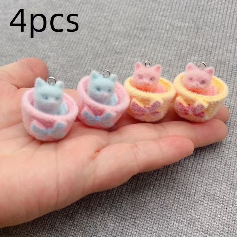 4pcs 3D plush resin cat pendan - Resin Art Pendant review and price