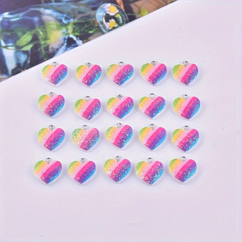 10Pcs Colorful Heart Resin Cha - Resin Art Pendant review and price