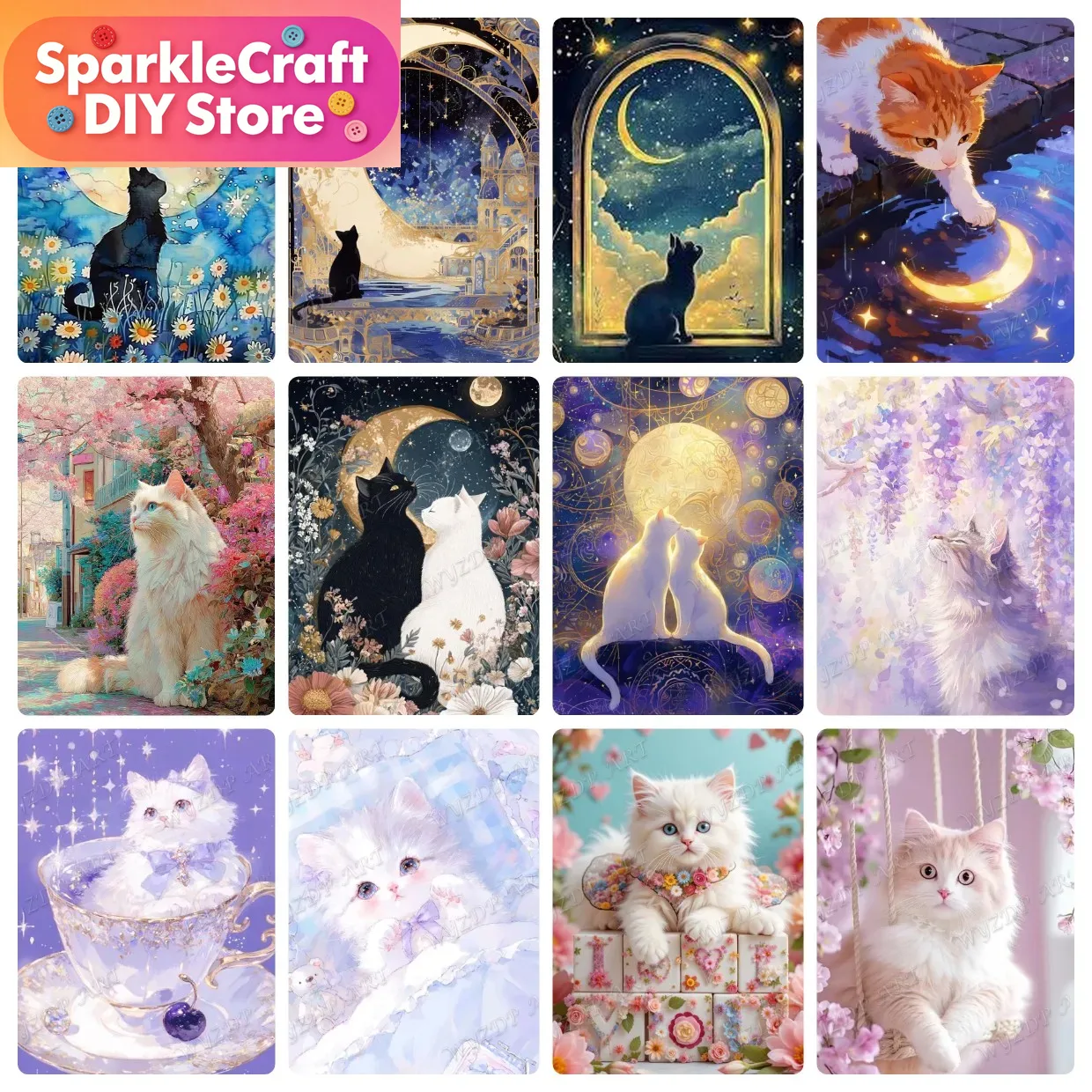 Animal Cat Moon Diamond Painti - Resin Art Kit review and price