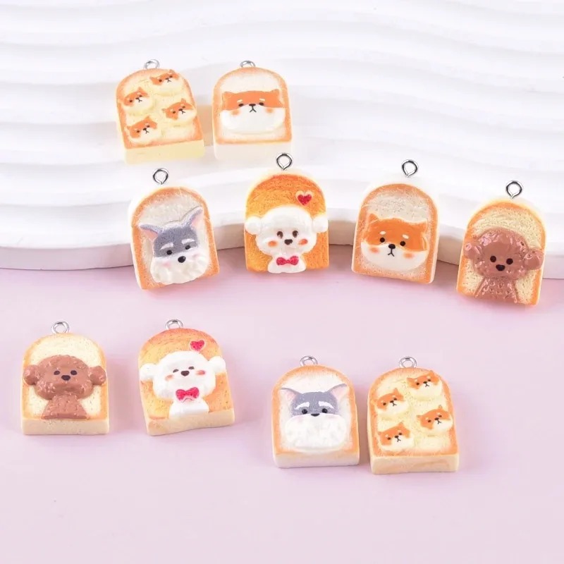 10Pcs Cute Toast Dog Resin Pen - Resin Art Pendant review and price