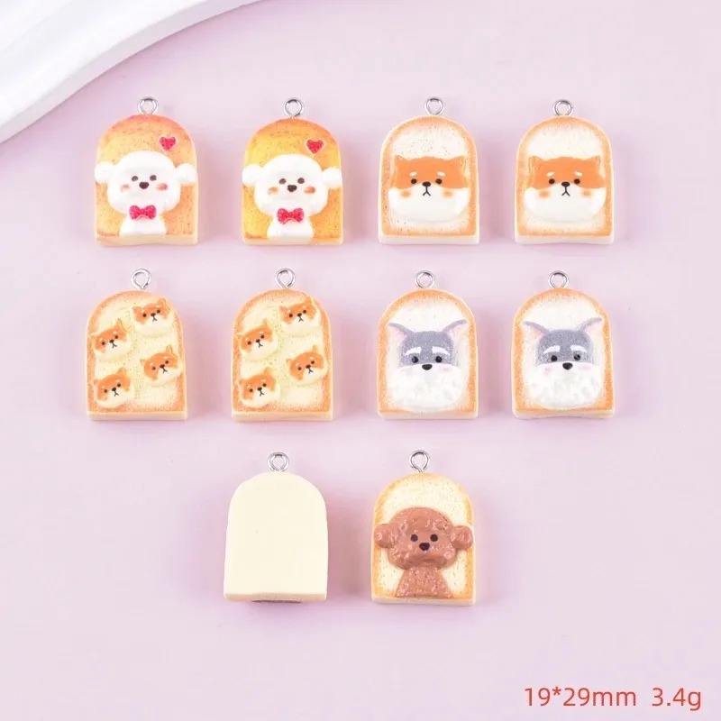 10Pcs Cute Toast Dog Resin Pen - Resin Art Pendant review and price