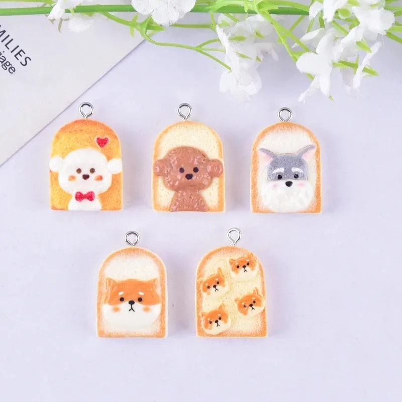 10Pcs Cute Toast Dog Resin Pen - Resin Art Pendant review and price