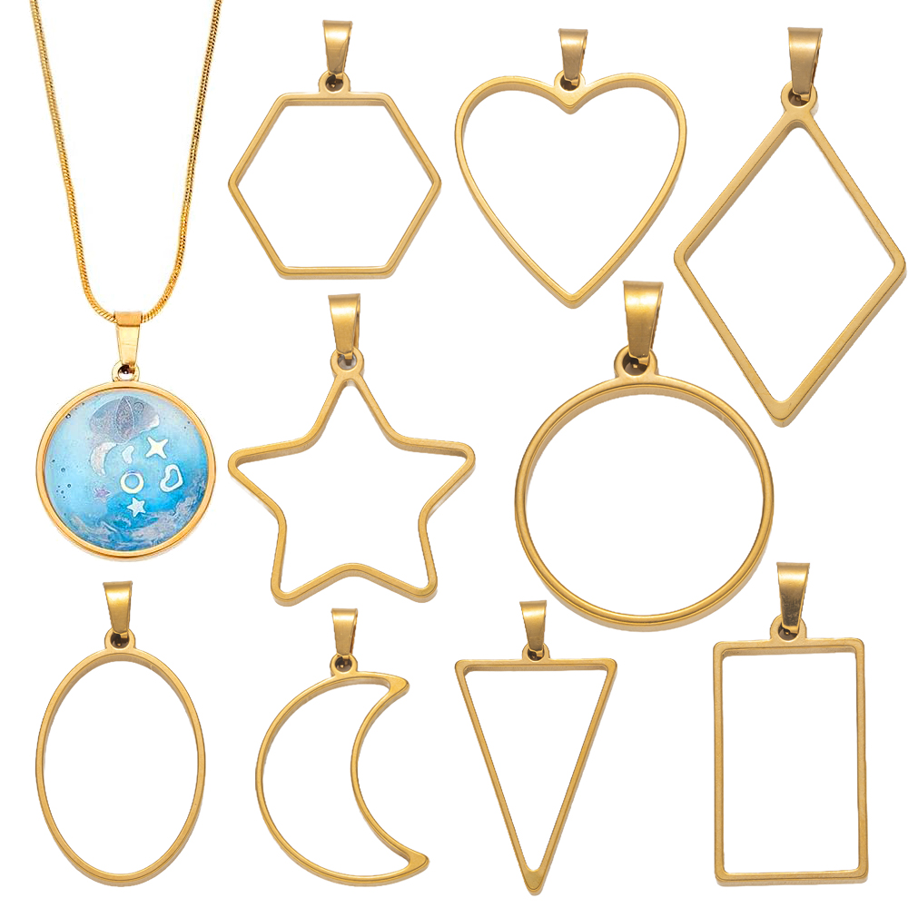 5pcs Stainless Steel Open Back - Resin Art Pendant review and price