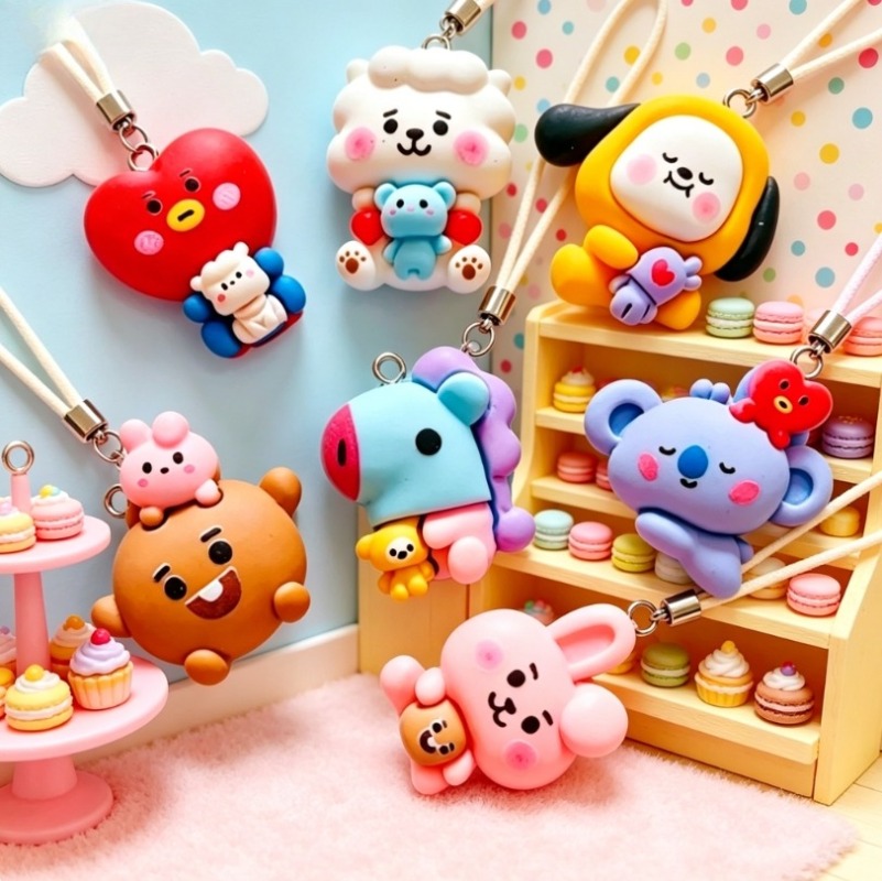 7pcs BT21 Resin Cartoon Charm  - Resin Art Pendant review and price
