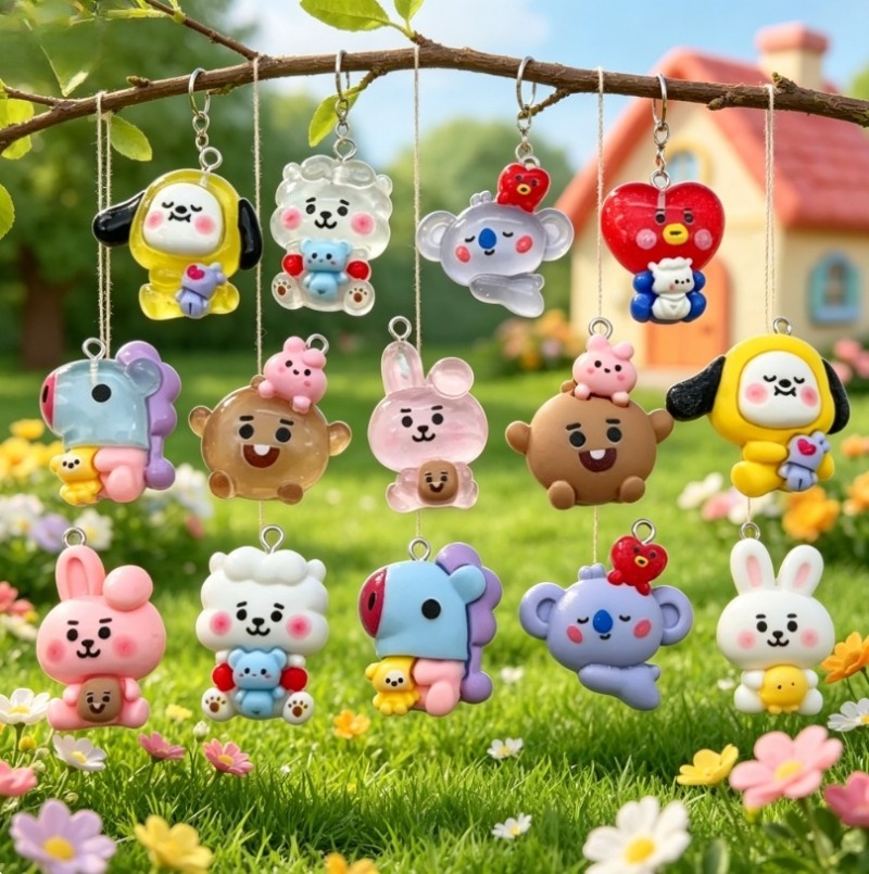 7pcs BT21 Resin Cartoon Charm  - Resin Art Pendant review and price