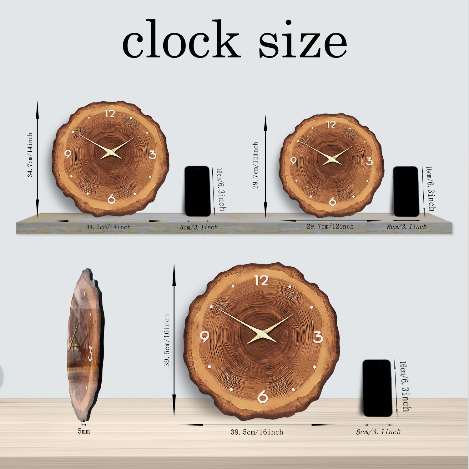 1pc wooden ring veneer wall cl - Resin Art Wall Clock review and price