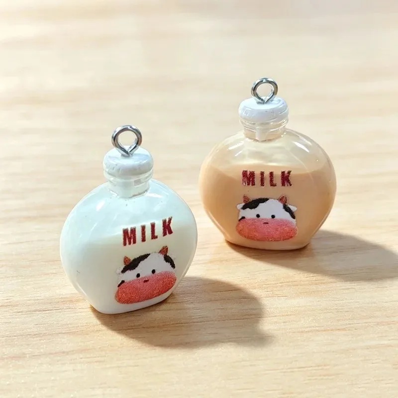 10Pcs Adorable Small Cow Milk  - Resin Art Pendant review and price