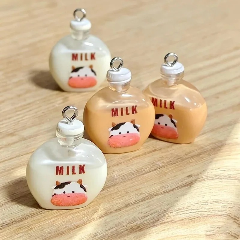 10Pcs Adorable Small Cow Milk  - Resin Art Pendant review and price