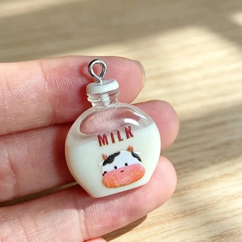 10Pcs Adorable Small Cow Milk  - Resin Art Pendant review and price