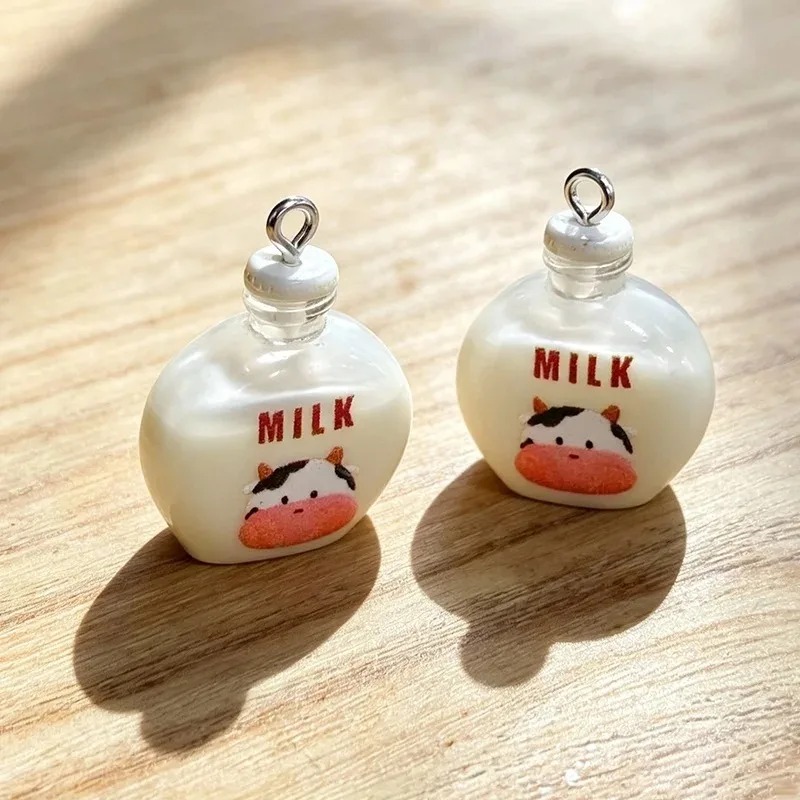10Pcs Adorable Small Cow Milk  - Resin Art Pendant review and price