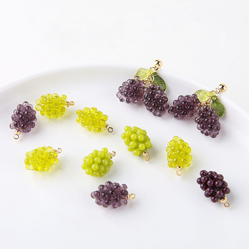 6pcs Cute Little Grapes Resin  - Resin Art Pendant review and price