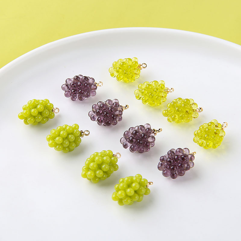 6pcs Cute Little Grapes Resin  - Resin Art Pendant review and price