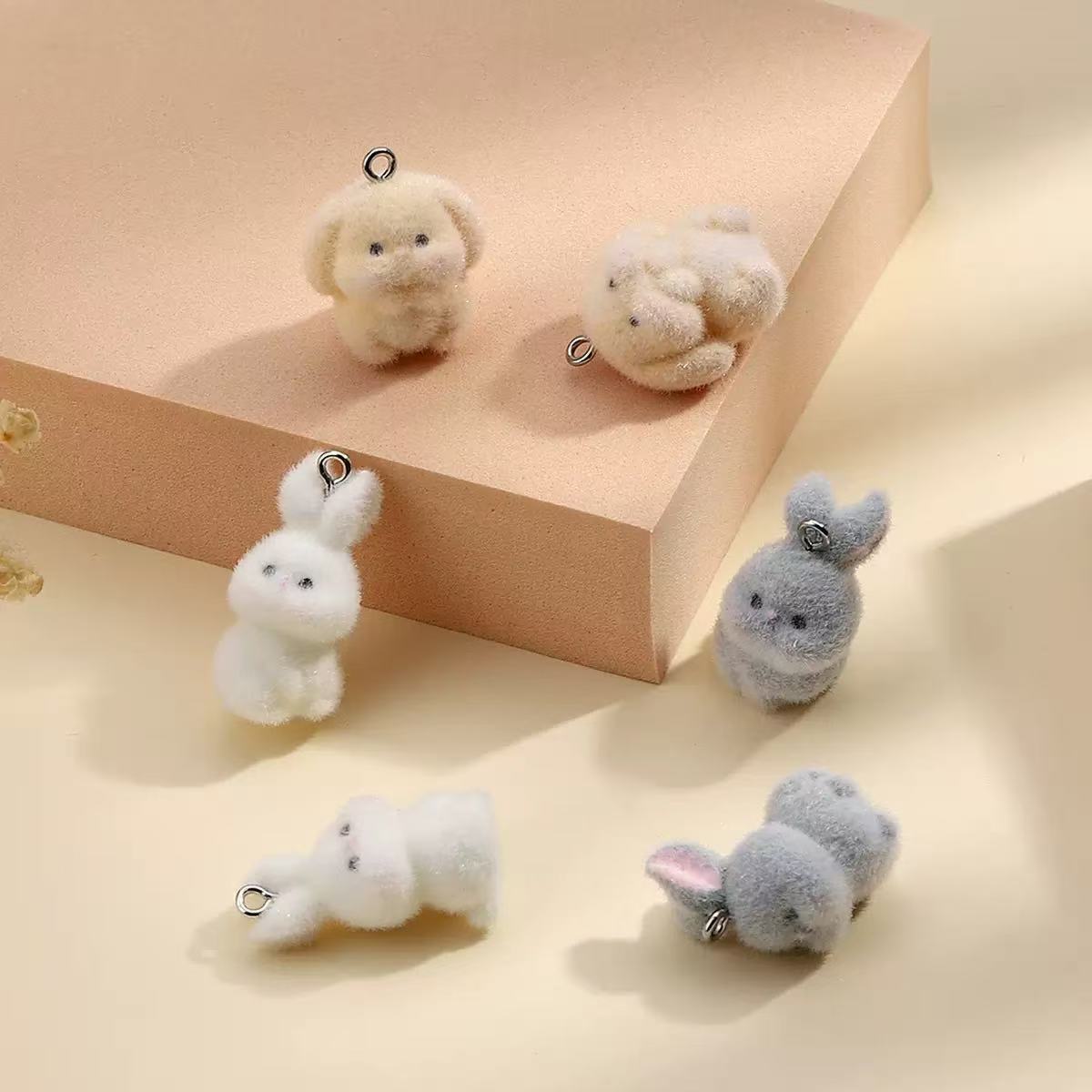 10pcs Flocking Little Rabbit R - Resin Art Pendant review and price
