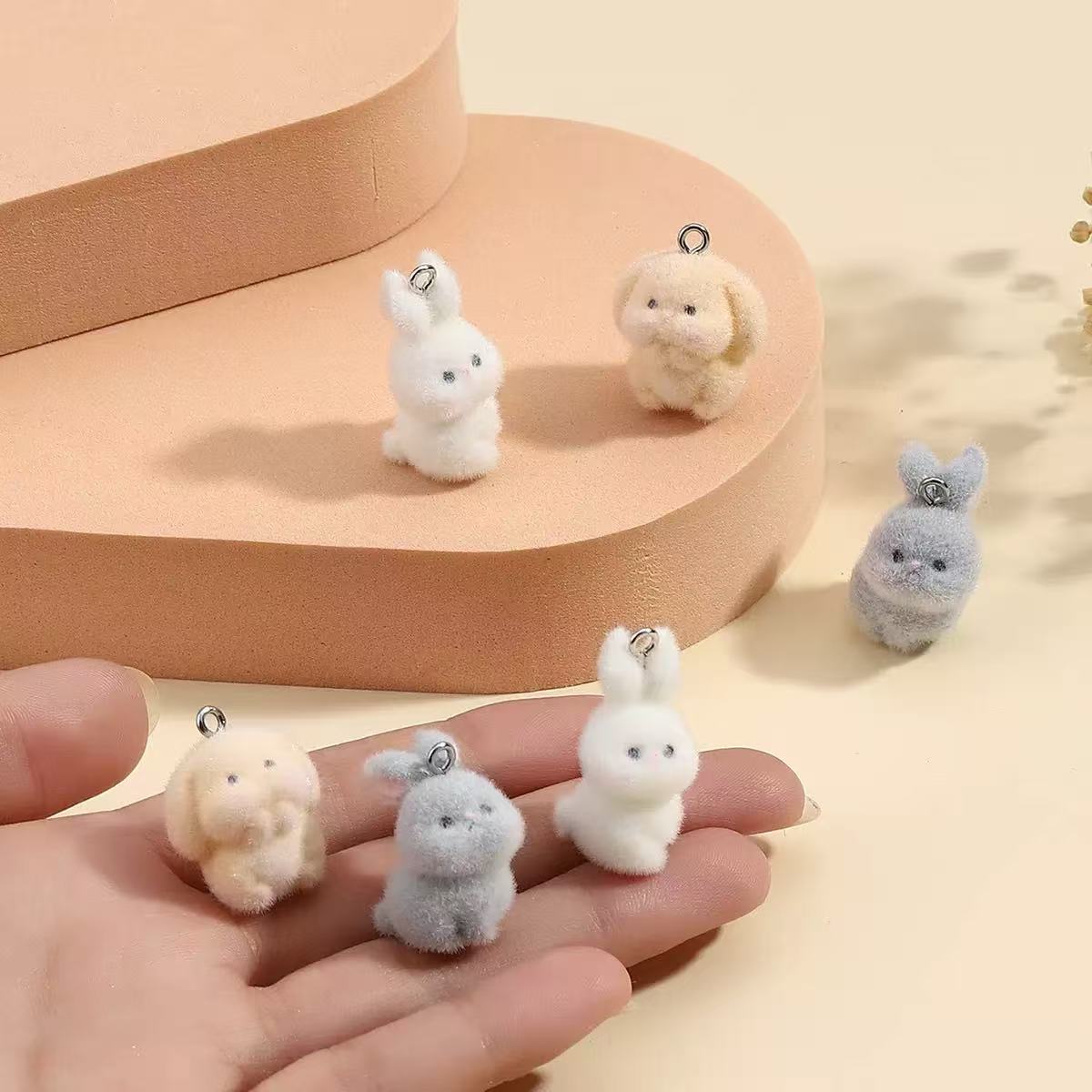 10pcs Flocking Little Rabbit R - Resin Art Pendant review and price